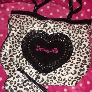 Betsey Johnson leapord sequin tote bag